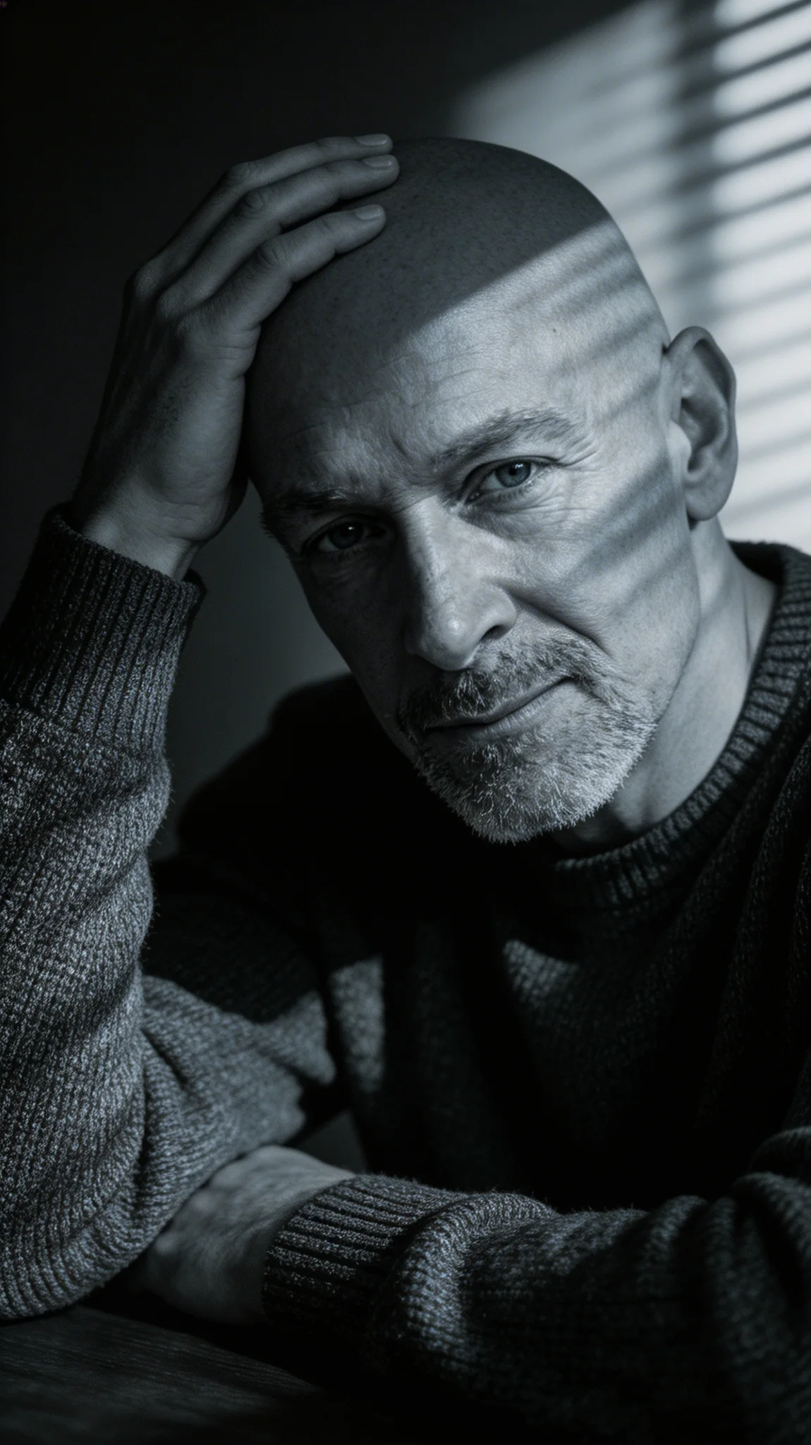 Nachdenkliches Schwarz-Wei&szlig;-Portrait von Frank Scheuer